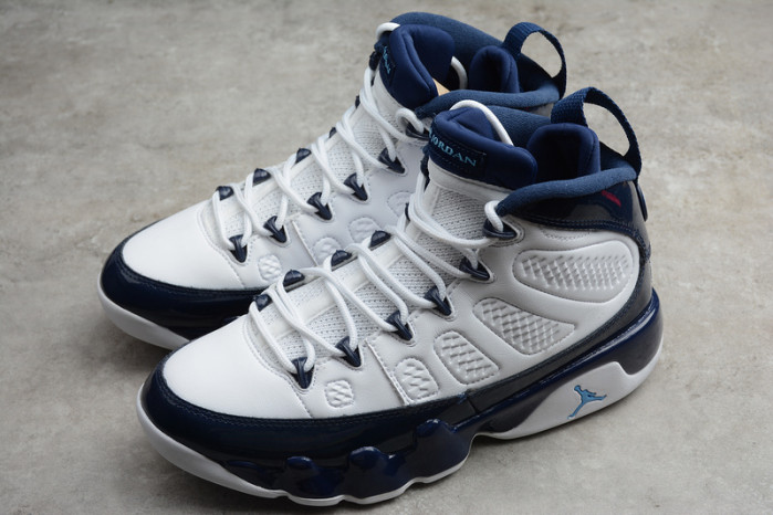 air jordan 9 unc white/university blue-midnight navy 302370-145