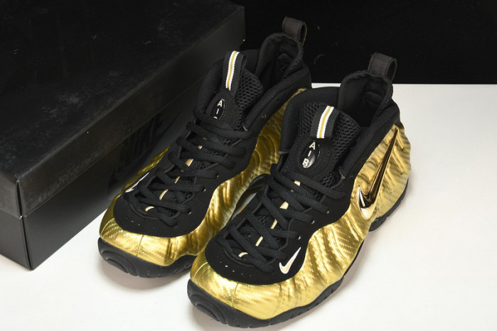 air foamposite pro “metallic gold” black mens 624041-701