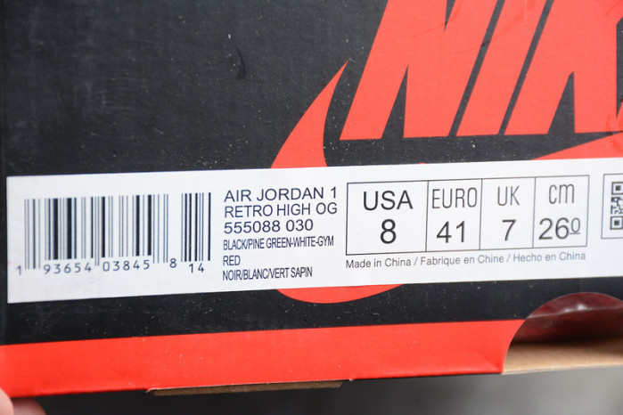 jordan 1 retro high pine green black - 555088-030