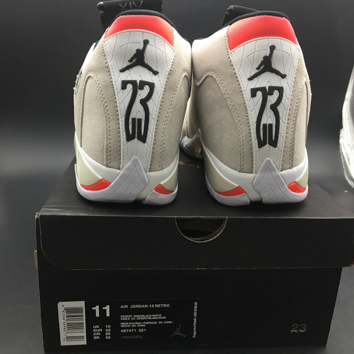 AIR JORDAN 14 RETRO "DESERT SAND" BLACK/ WHITE MENS 487471-021