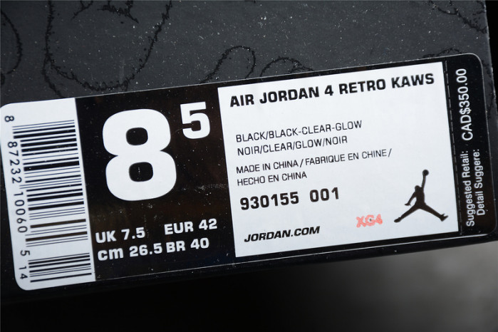air jordan 4 retro kaws black 930155-001