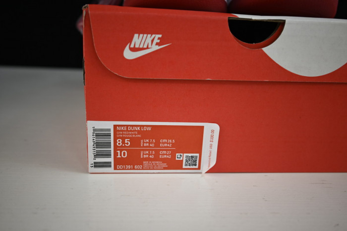 nike dunk low gym red dd1391-602