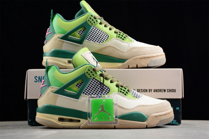 air jordan 4 retro white/grey/brown/green aj4-kncw2