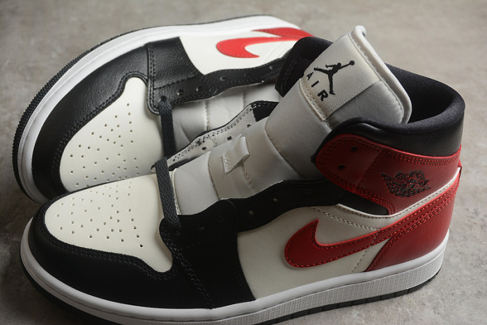 air jordan 1 mid gym red off noir bq6472-160