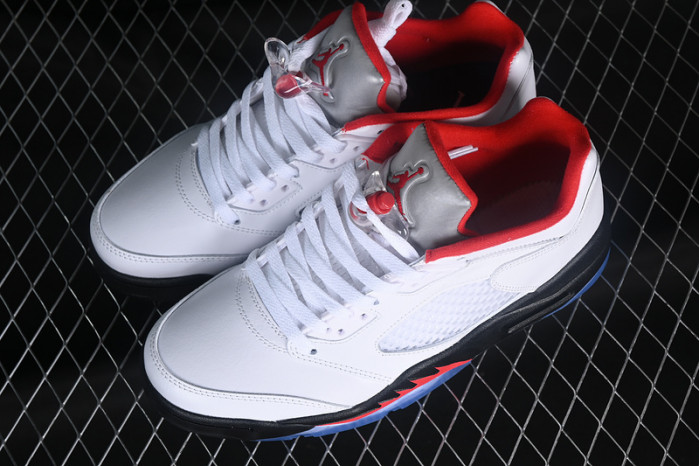 air jordan 5 low white/red/silver/black cu4523-100