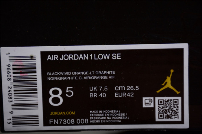air jordan 1 low light graphite vivid orange fn7308-008